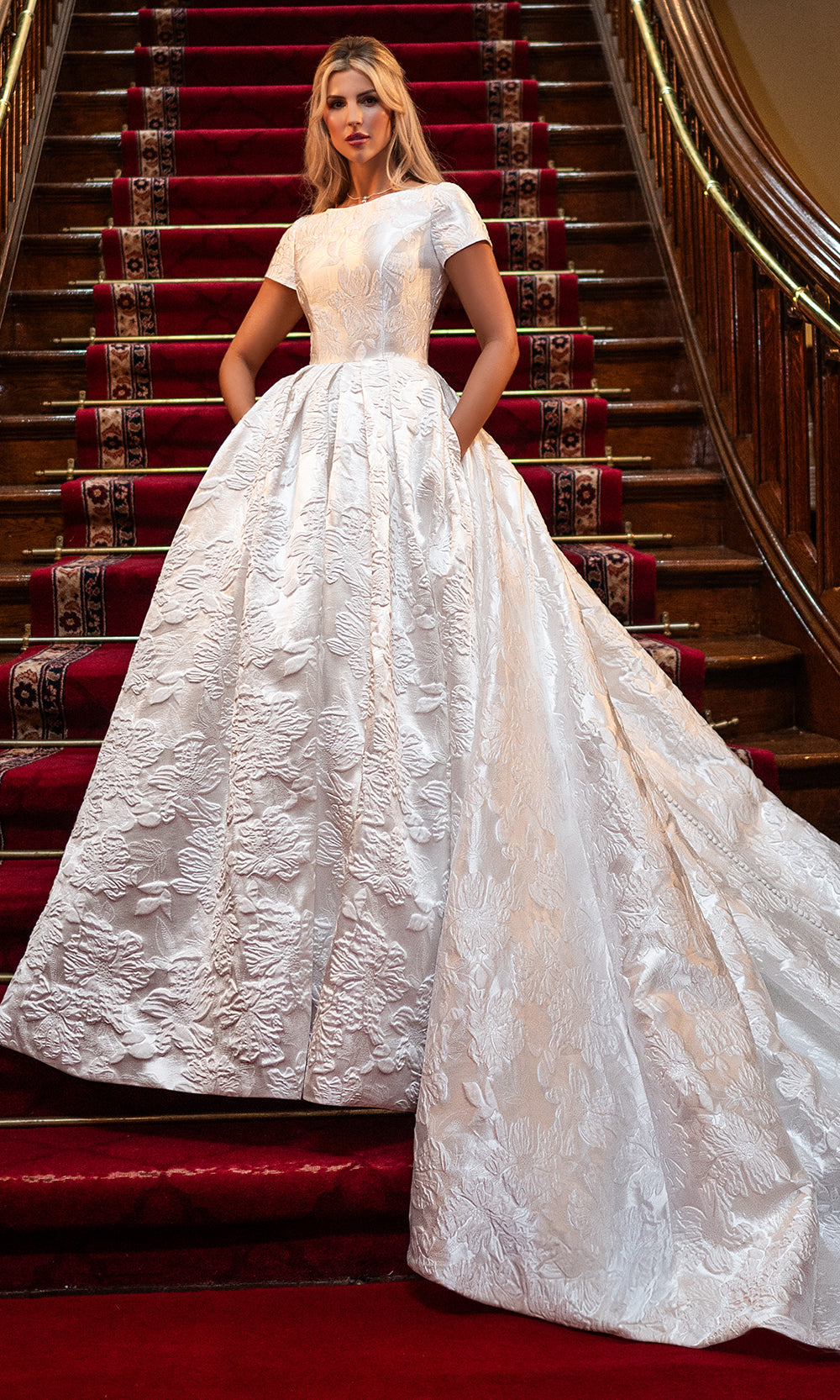 Rachel Allan RB7027 - Cap Sleeve Ball Gown with Cathedral Train Wedding Dresses in Ivory