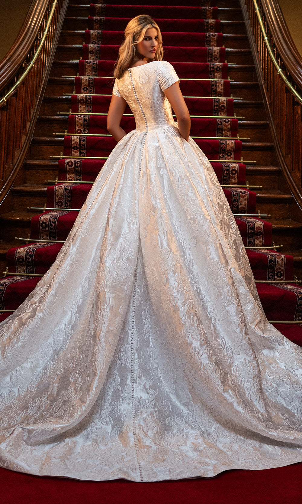 Rachel Allan RB7027 - Cap Sleeve Ball Gown with Cathedral Train Wedding Dresses in Ivory