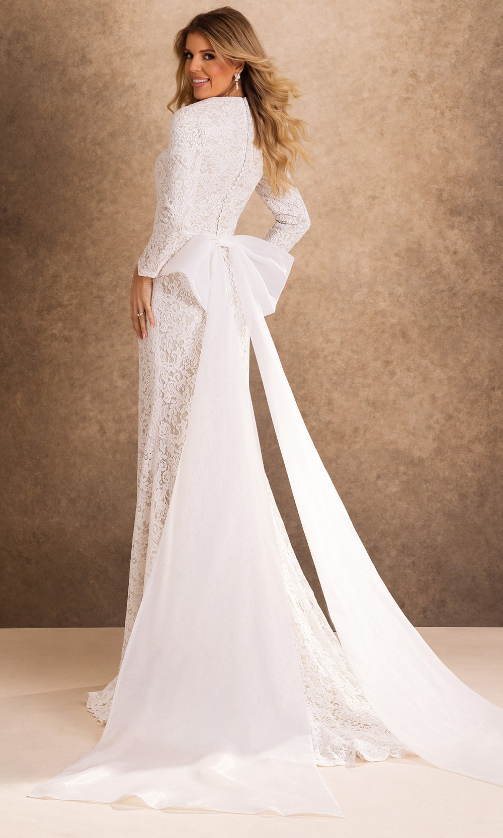 Rachel Allan Bridal RB7031 - Square Neck Allover Lace Fitted Gown Bridal Dresses in White    
