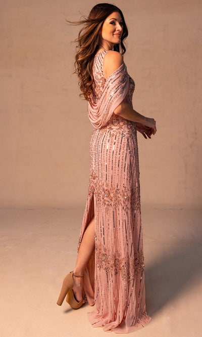 Rachel Allan RB8184 - Scoop Neckline Beaded Gown with Back Slit Mother of the Bride Dresses