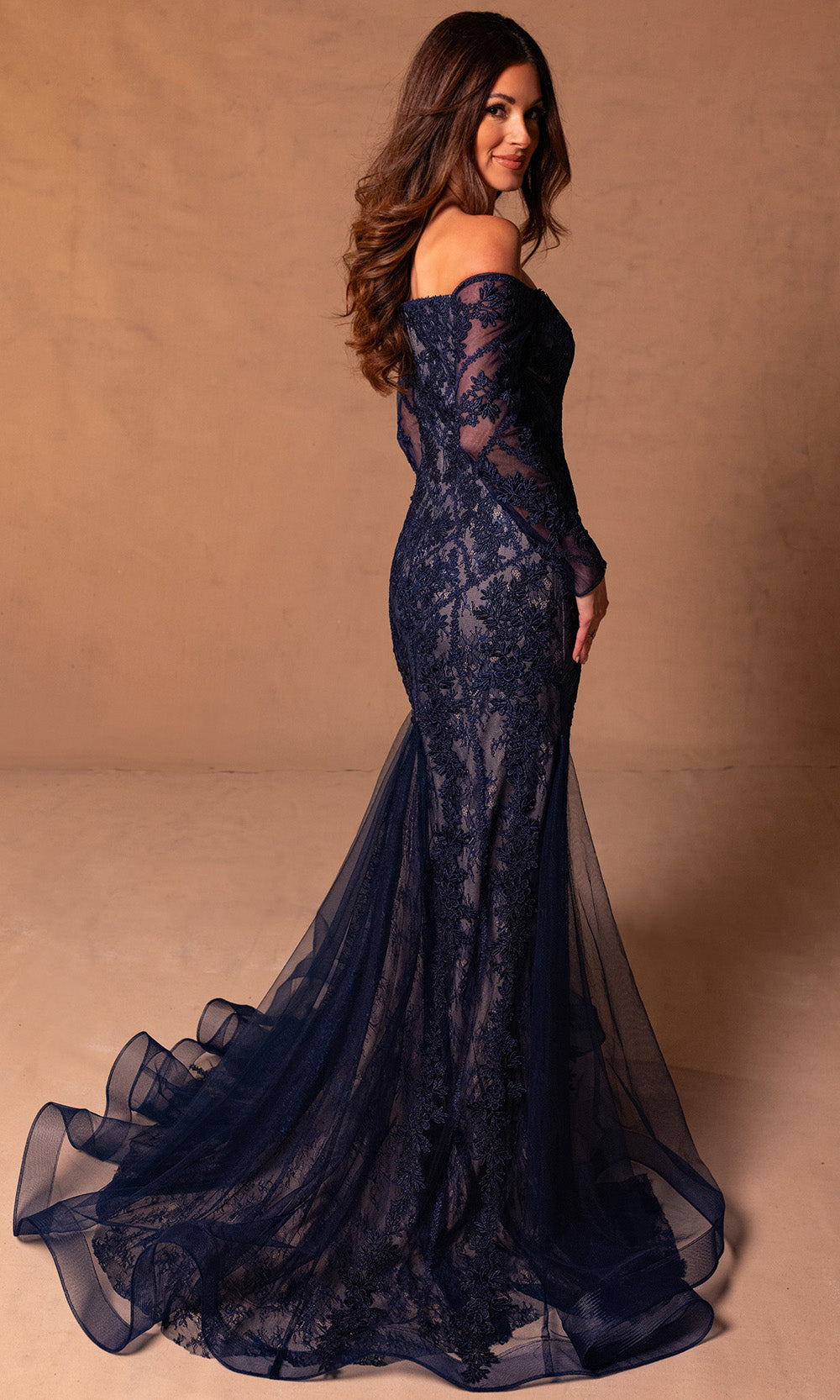 Rachel Allan RB8192 - Long Sleeve Embroidered Tulle Gown Mother of the Bride Dresses