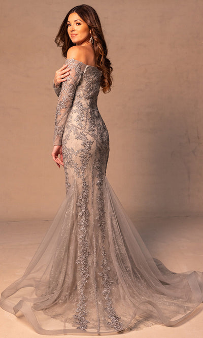Rachel Allan RB8192 - Long Sleeve Embroidered Tulle Gown Mother of the Bride Dresses