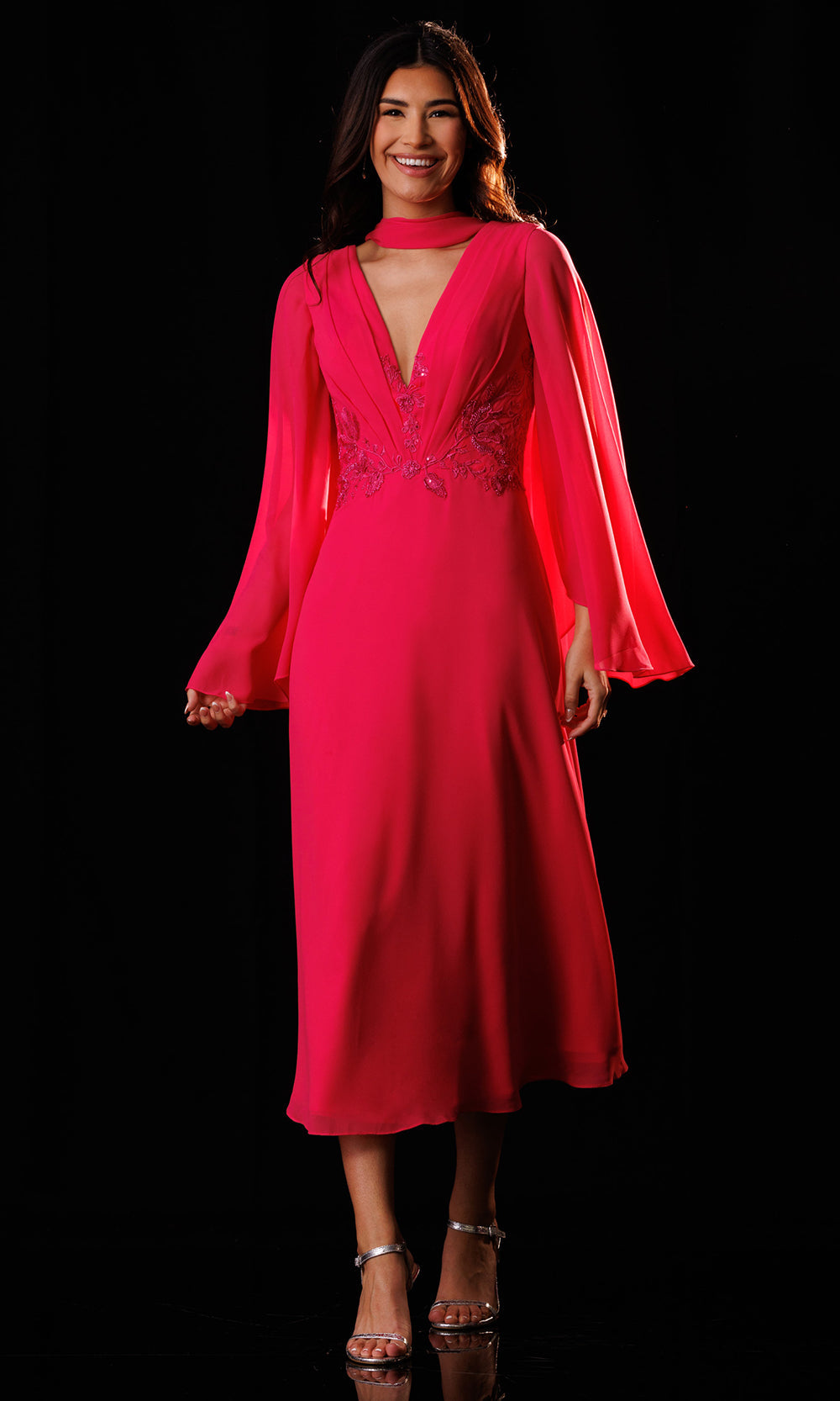 Rachel Allan Bridal RB8234 - Lace Applique Embellished Midi Dress Wedding Guest in Pink    