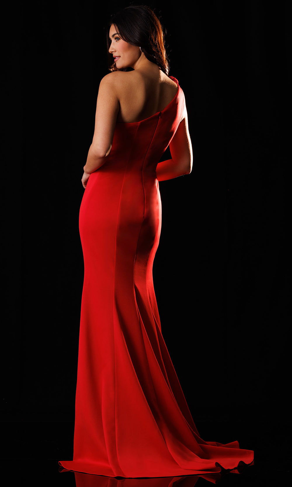 Rachel Allan Bridal RB8238 - Asymmetrical Neck Sheath Formal Gown Mother of the Bride Dresses in Red    