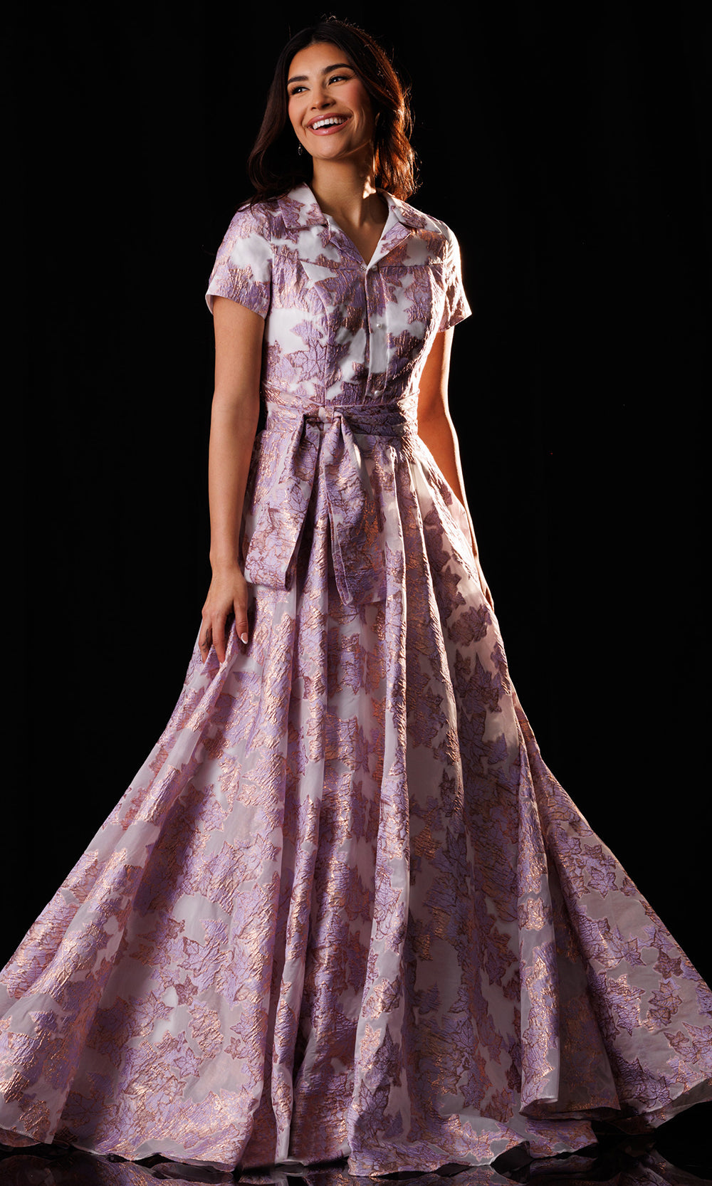 Rachel Allan Bridal RB8242 - Short Sleeve Textured A-Line Gown Mother of the Bride Dresses in Purple    