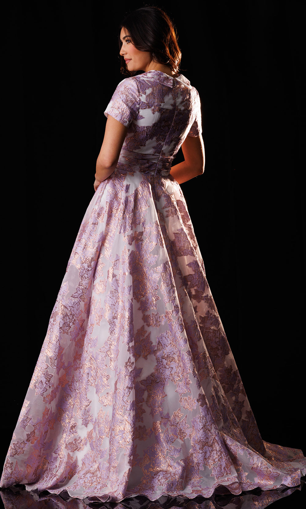 Rachel Allan Bridal RB8242 - Short Sleeve Textured A-Line Gown Mother of the Bride Dresses in Purple    