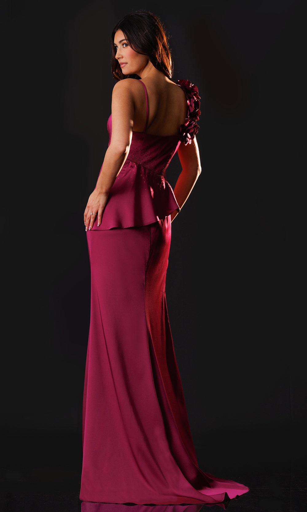 Rachel Allan Bridal RB8246 - Asymmetric Overlay Beaded Accent Long Gown Formal Gowns in Red    