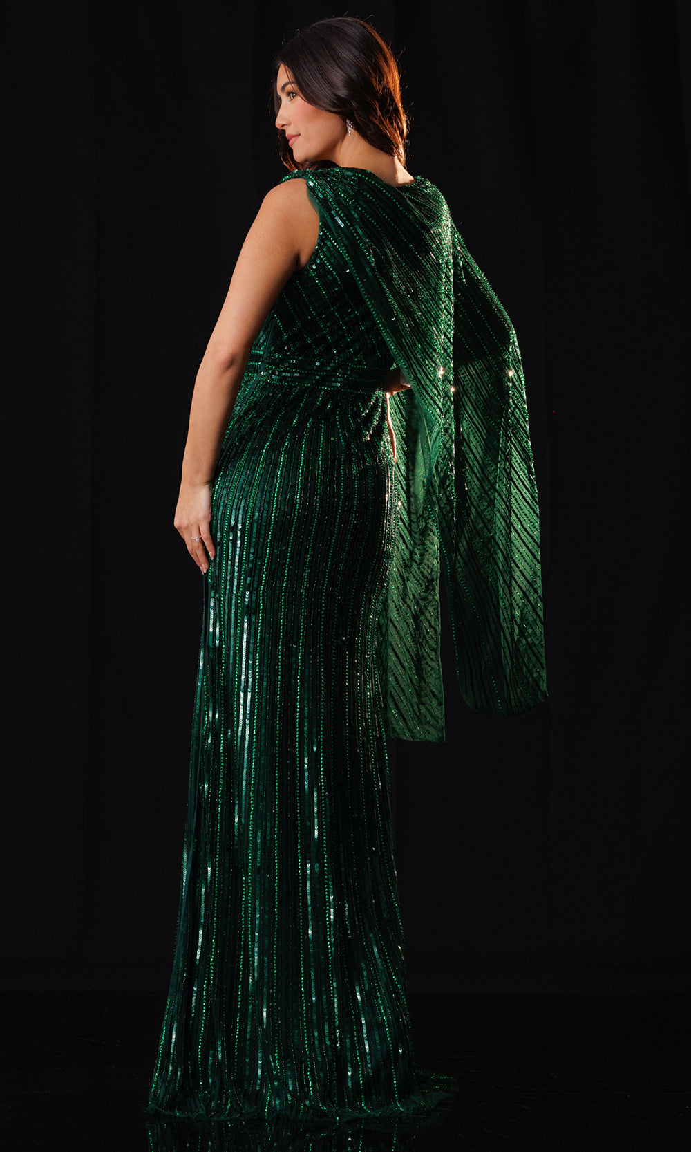 Rachel Allan Bridal RB8250 - Cape Overlay Column Long Gown Mother of the Bride Dress in Green    