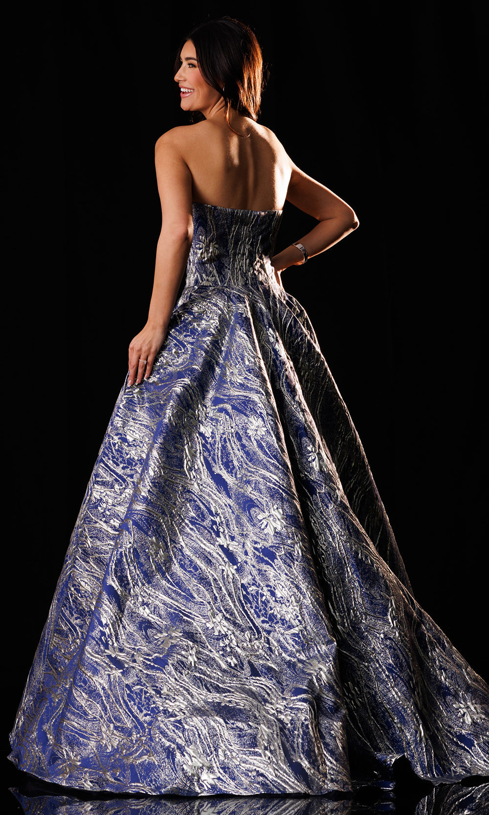 Rachel Allan Bridal RB8252 - Strapless Textured Jacquard Ballgown Ball Gowns in Blue    