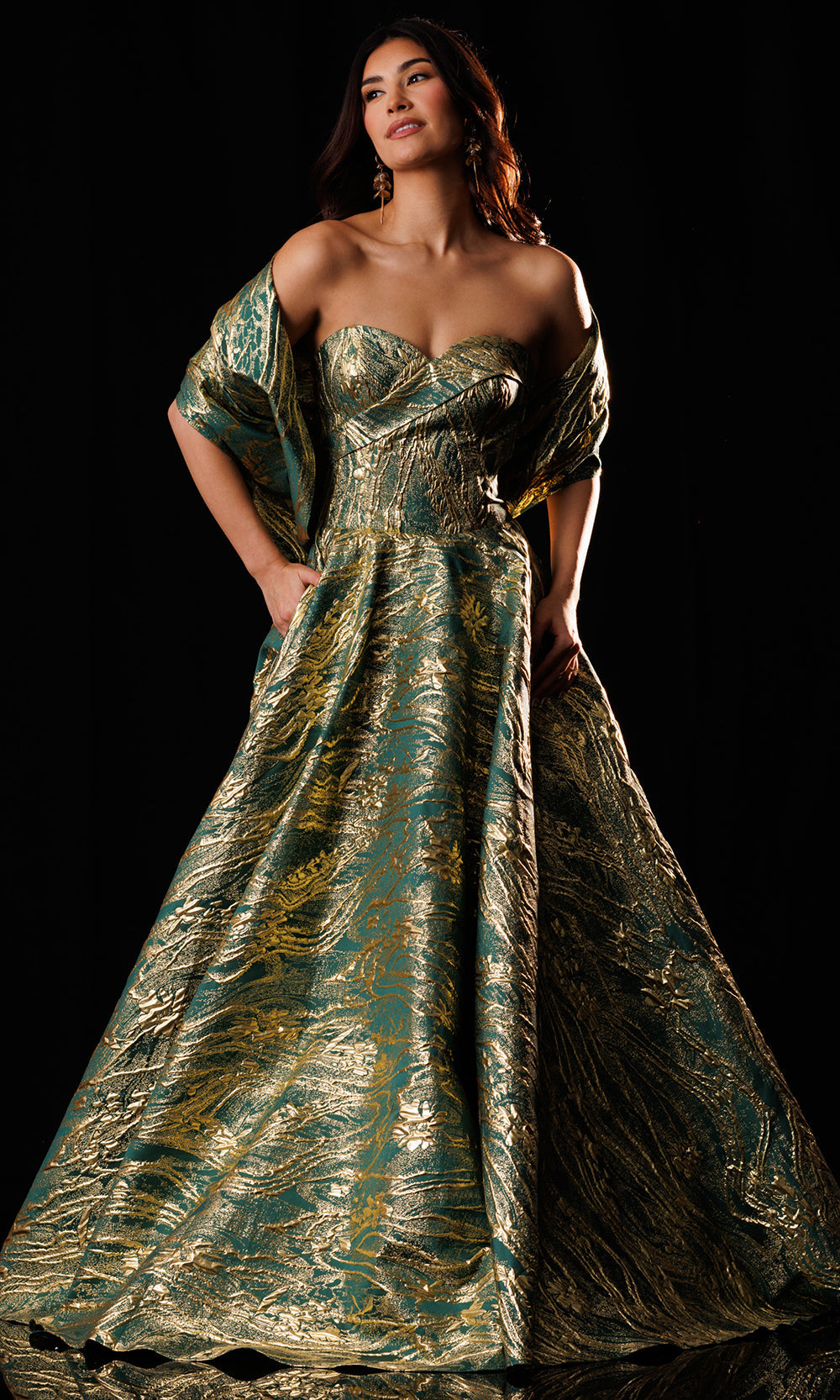 Rachel Allan Bridal RB8252 - Strapless Textured Jacquard Ballgown Ball Gowns in Green    