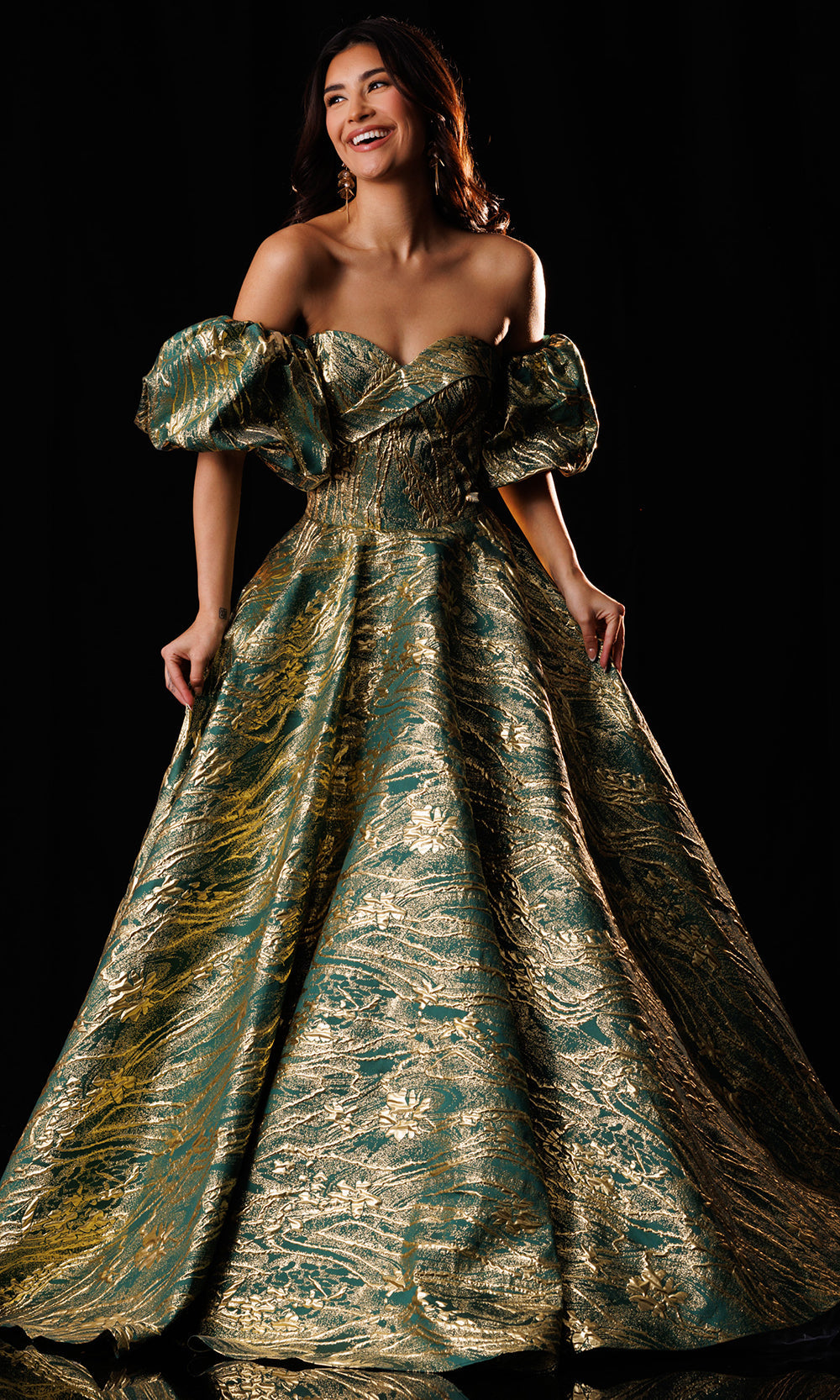 Rachel Allan Bridal RB8252 - Strapless Textured Jacquard Ballgown Ball Gowns in Green    