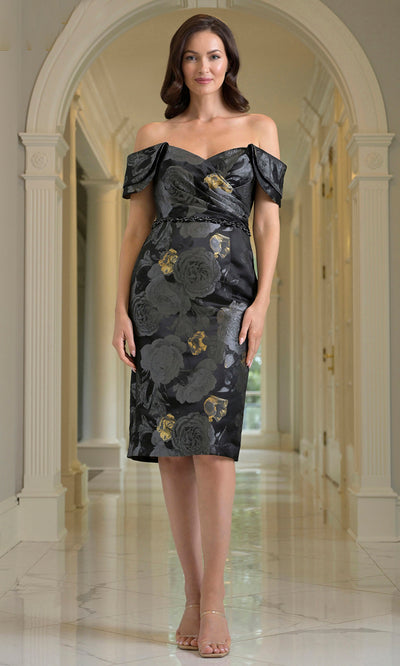 Rina di Montella RD203 - Off Shoulder Floral Print Cocktail Dress Wedding Guest