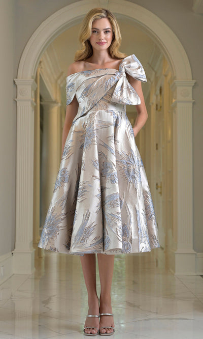 Rina di Montella RD207-1 - Bow Detail A-line Evening Dress Wedding Guest