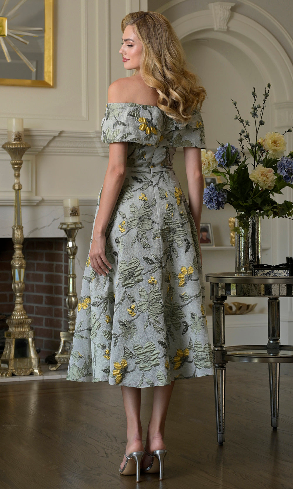 Rina di Montella RD243-1 - Off Shoulder Floral Evening Dress Holiday Dresses