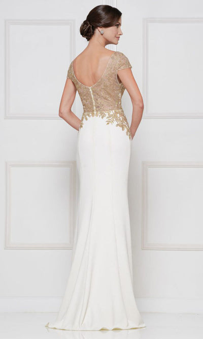 Rina di Montella RD2652-1 - Cap Sleeve Embroidered Bodice Crepe Dress Mother of the Bride Dresses