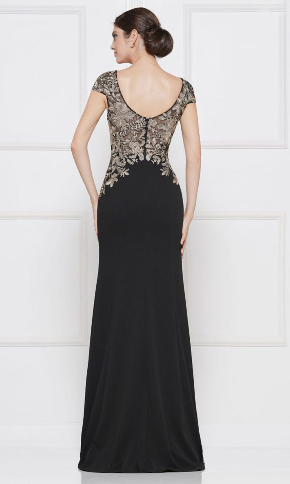 Rina di Montella RD2652-1 - Cap Sleeve Embroidered Bodice Crepe Dress Mother of the Bride Dresses