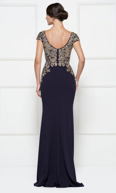 Rina di Montella RD2652-1 - Cap Sleeve Embroidered Bodice Crepe Dress Mother of the Bride Dresses