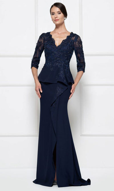 Rina di Montella RD2685-1 - Scalloped Neckline Peplum Formal Dress Mother of the Bride Dresses