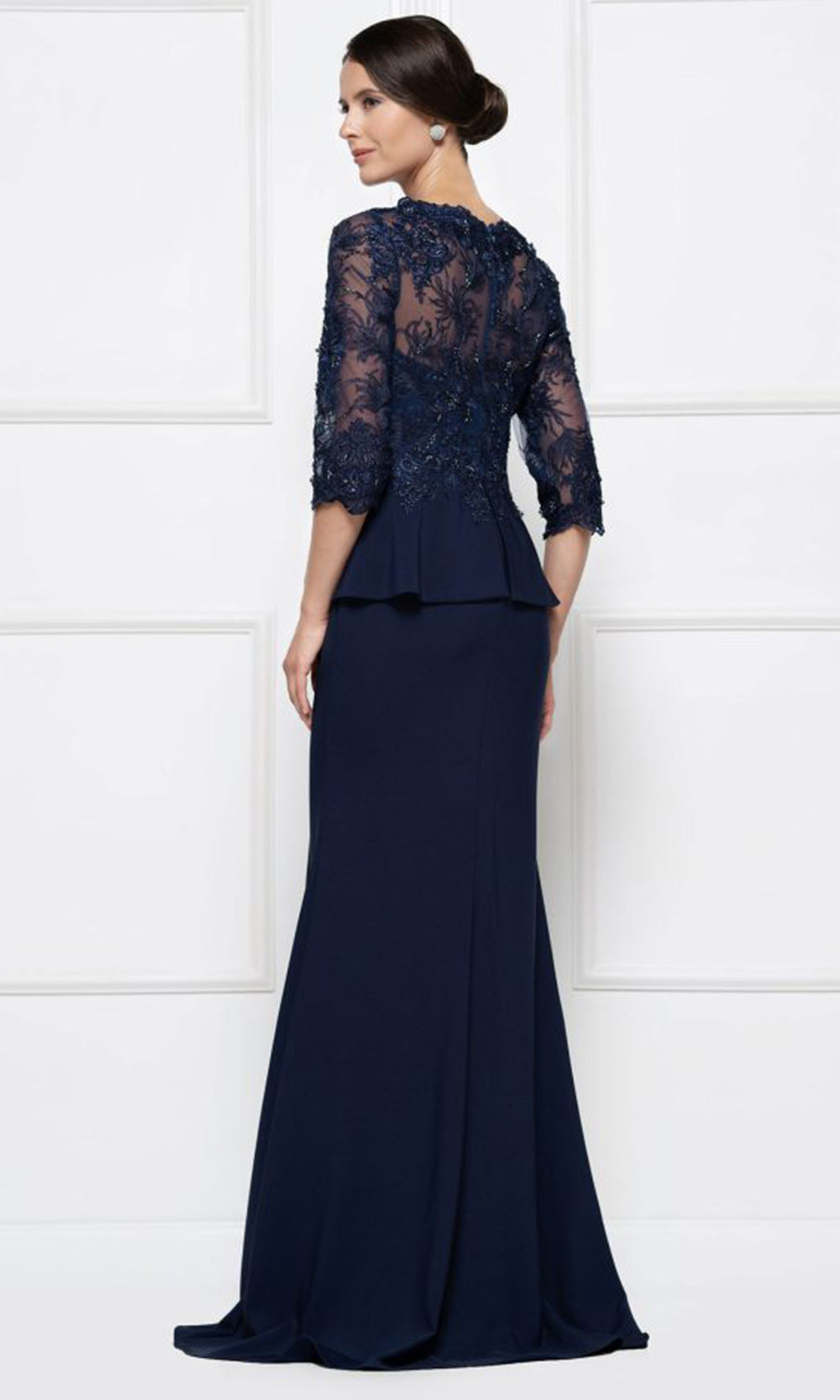 Rina di Montella RD2685-1 - Scalloped Neckline Peplum Formal Dress Mother of the Bride Dresses