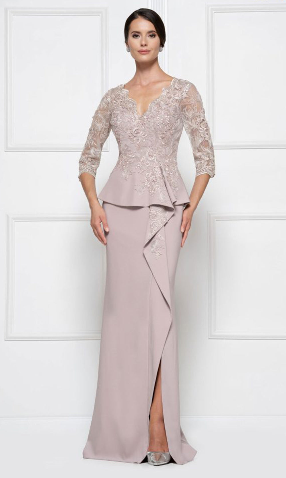 Rina di Montella RD2685-1 - Scalloped Neckline Peplum Formal Dress Mother of the Bride Dresses