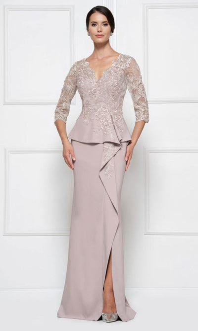 Rina di Montella RD2685-1 - Scalloped Neckline Peplum Formal Dress Mother of the Bride Dresses