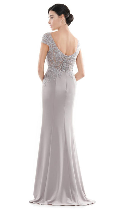 Rina di Montella RD2718-1 - V-Neck Faille Dress with Lace Detail Mother of the Bride Dresses