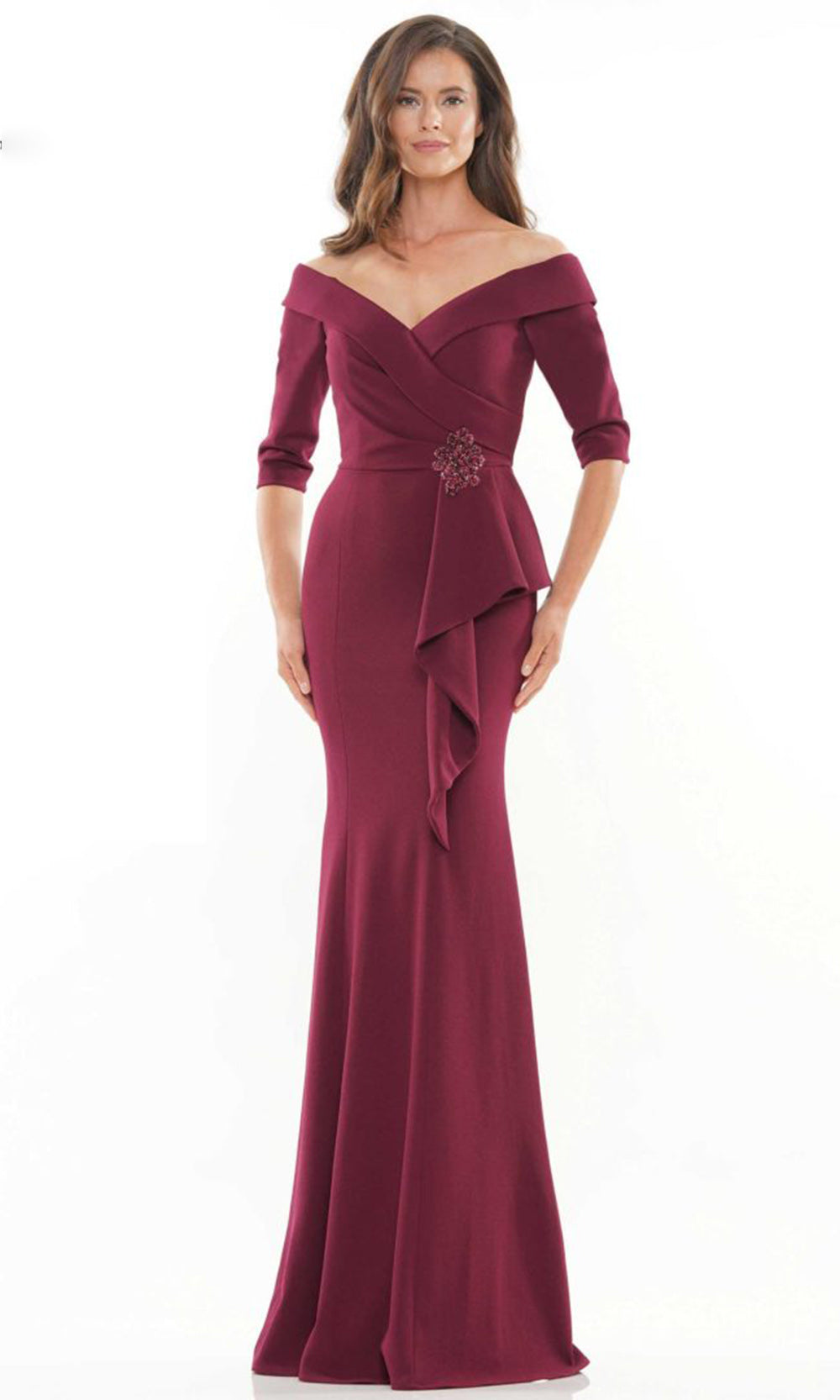 Rina di Montella RD2733-1 - Three-Quarter Sleeve Beaded Accent Dress Mother of the Bride Dresses