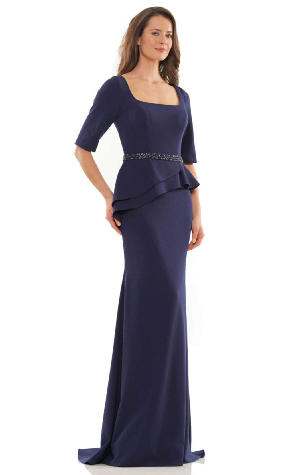 Rina di Montella RD2761-1 - Elbow Sleeve Sheath Dress with Belt Mother of the Bride Dresses
