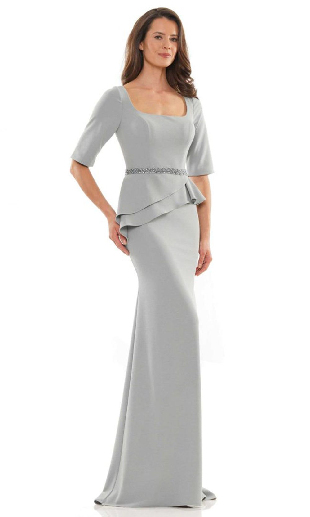 Rina di Montella RD2761-1 - Elbow Sleeve Sheath Dress with Belt Mother of the Bride Dresses