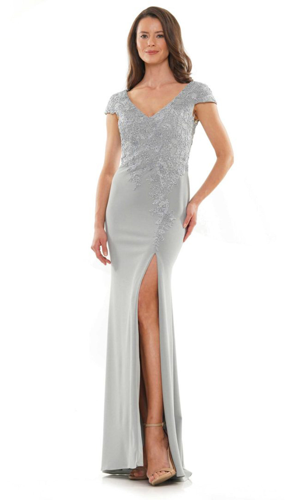 Rina di Montella RD2763-1 - Cap Sleeve Slit Evening Dress Mother of the Bride Dresses