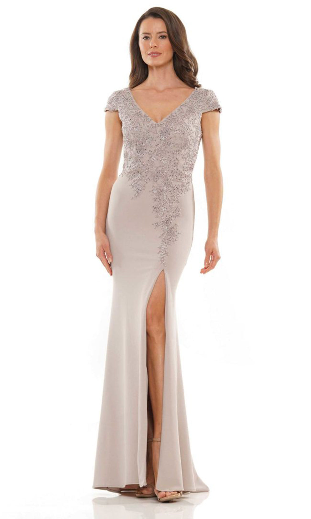 Rina di Montella RD2763-1 - Cap Sleeve Slit Evening Dress Mother of the Bride Dresses