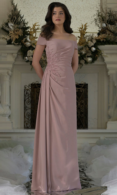 Rina di Montella RD2806-1 - Straight Neckline Embellished Formal Dress Mother of the Bride Dresses