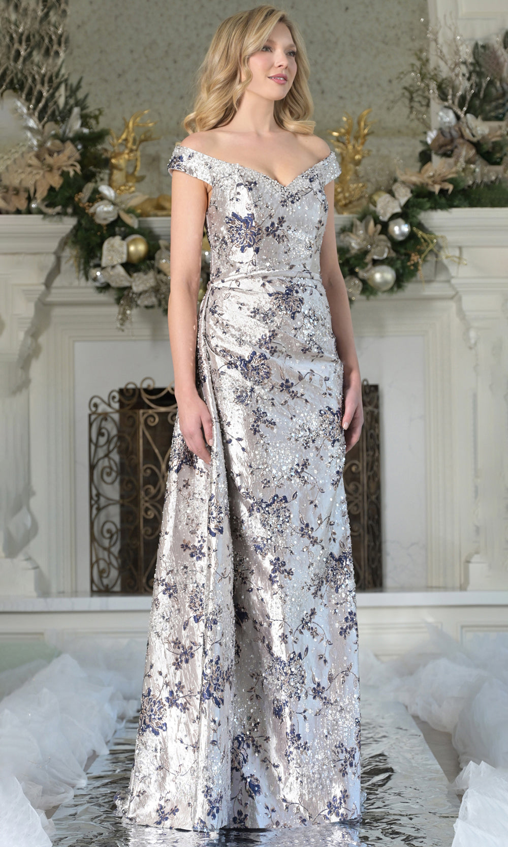 Rina di Montella RD2912-1 - Sweetheart Brocade Dress with Side Sash Mother of the Bride Dresses