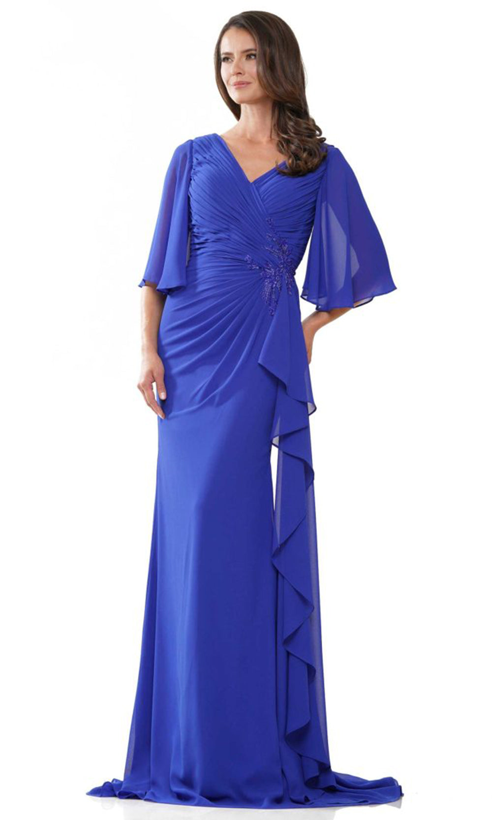 Rina di Montella RD2935-1 - Beaded Detail Ruched Chiffon Dress Mother of the Bride Dresses
