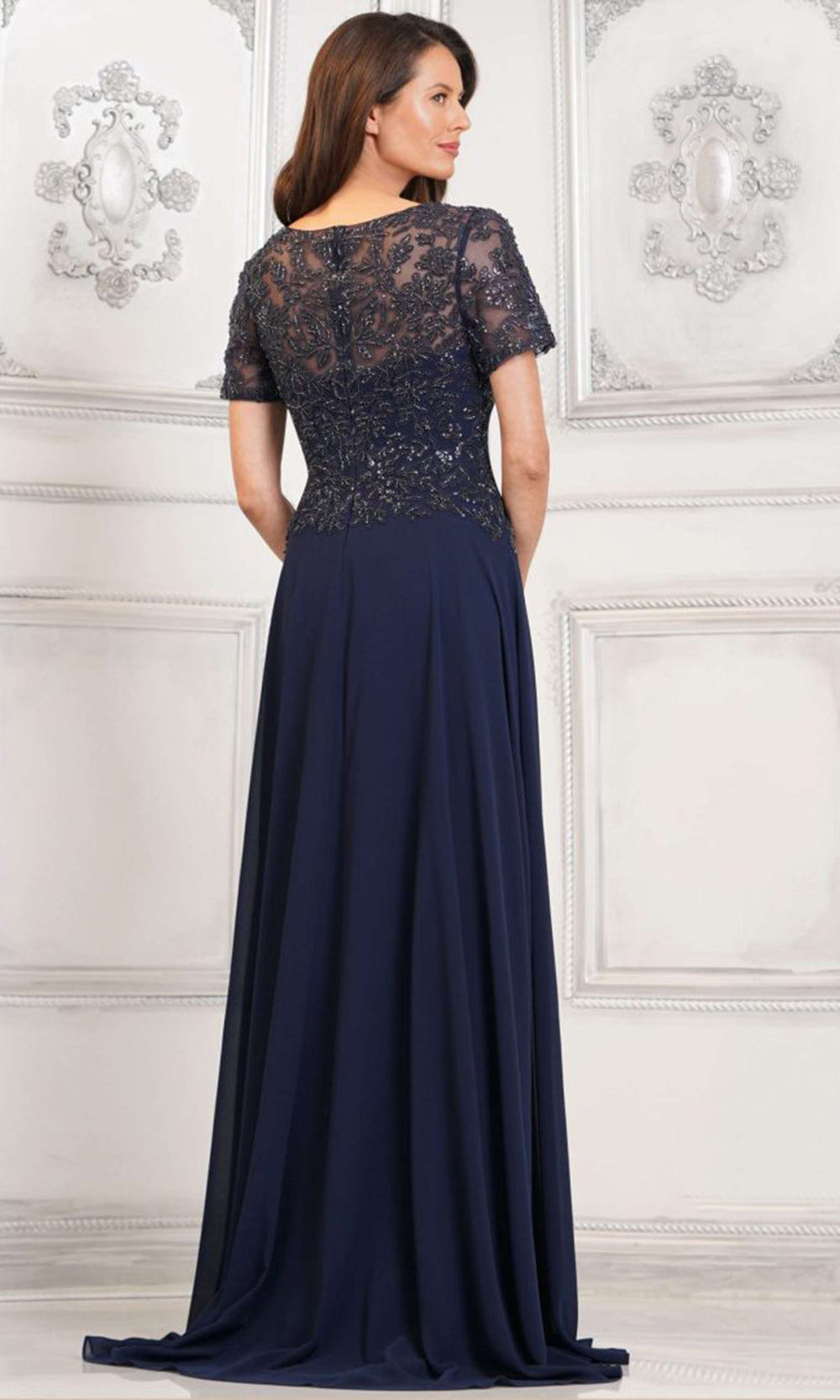 Rina di Montella RD2940-1 - Short Sleeve Chiffon Evening Gown Mother of the Bride Dresses