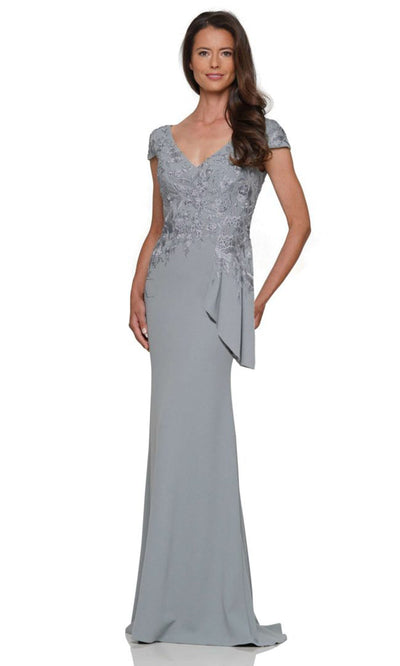 Rina di Montella RD2960-1 - Peplum Detail Cap Sleeve Long Dress Formal Gowns