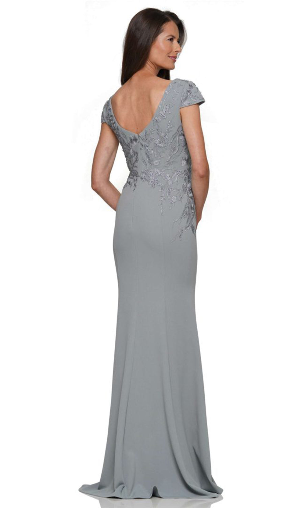 Rina di Montella RD2960-1 - Peplum Detail Cap Sleeve Long Dress Formal Gowns