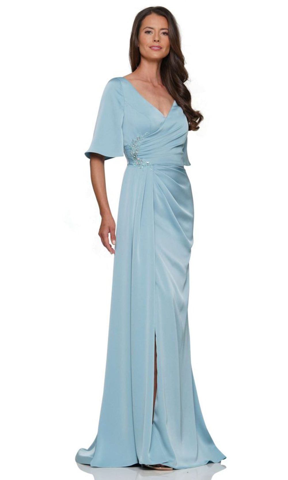 Rina di Montella RD2974-1 - Surplice V-Neck Side Draped Gown Mother of the Bride Dresses