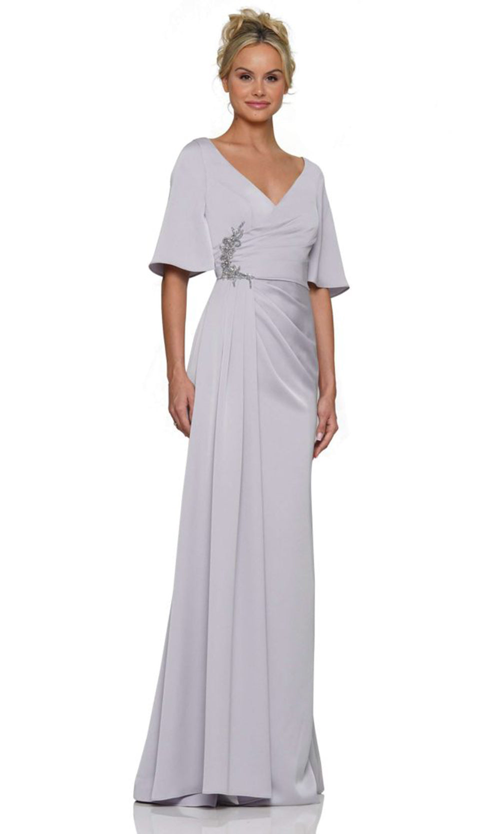 Rina di Montella RD2974-1 - Surplice V-Neck Side Draped Gown Mother of the Bride Dresses