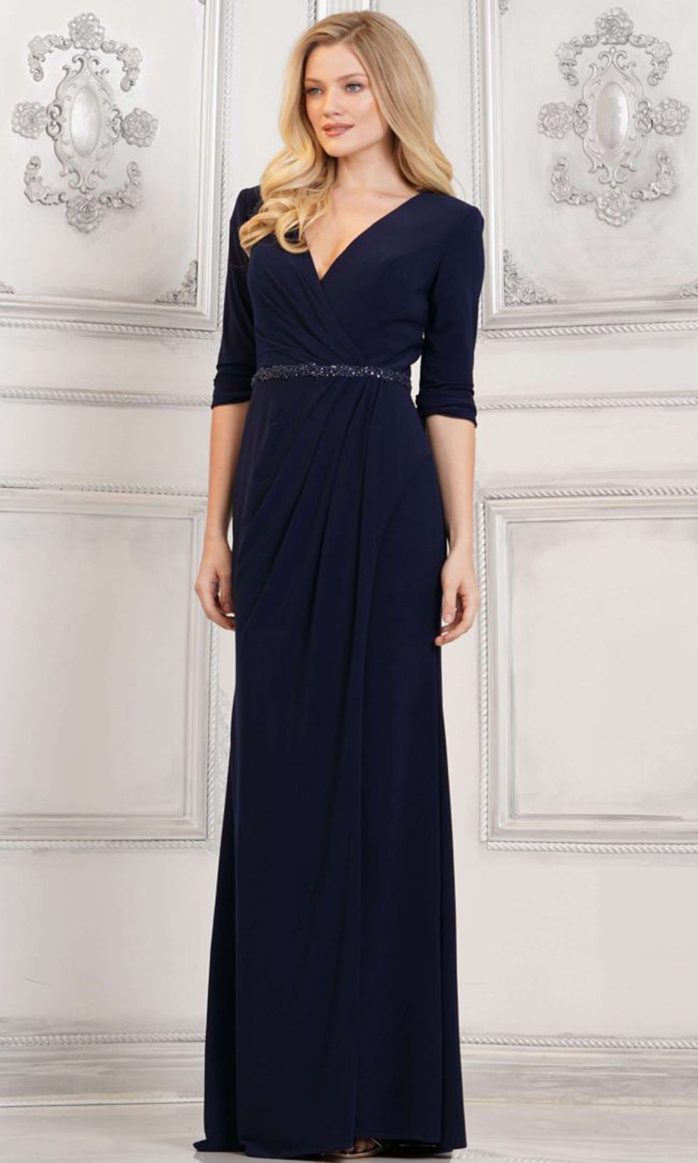 Rina di Montella RD3109-1 - Wrapped Jersey Sheath Evening Dress Mother of the Bride Dresses