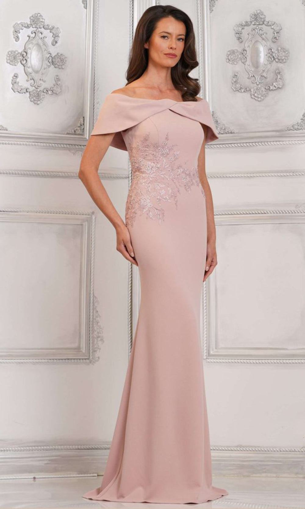 Rina di Montella RD3114-1 - Crepe Sheath Dress with Embroidery Mother of the Bride Dresses