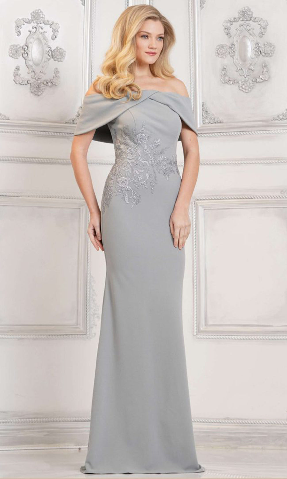 Rina di Montella RD3114-1 - Crepe Sheath Dress with Embroidery Mother of the Bride Dresses