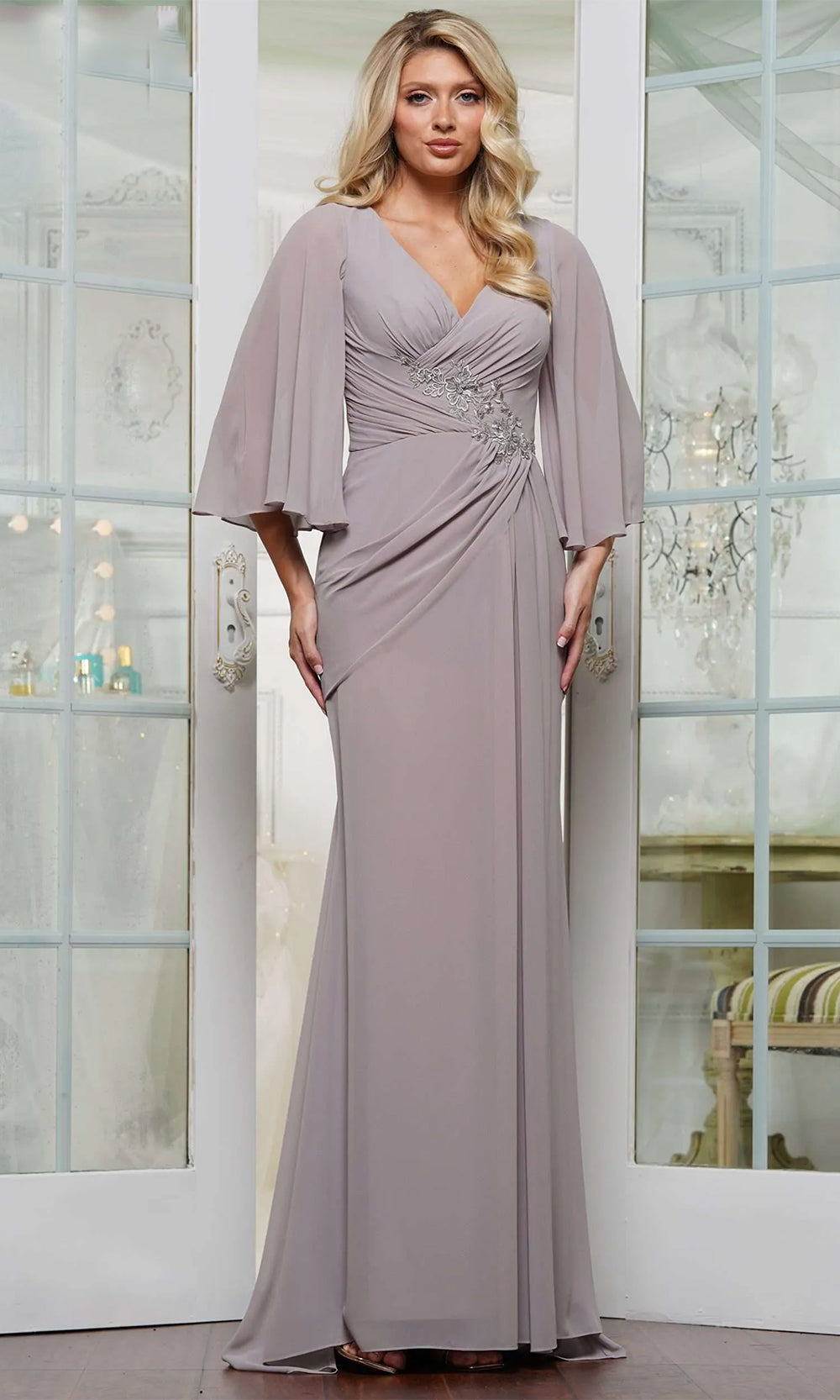 Rina Di Montella RD3125 - Flared Sleeve Chiffon Evening Dress Special Occasion Dress