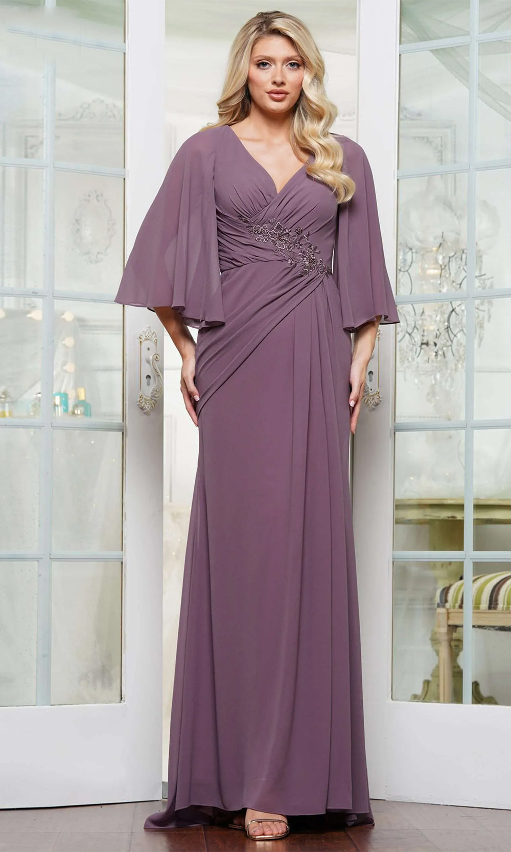Rina Di Montella RD3125 - Flared Sleeve Chiffon Evening Dress Special Occasion Dress