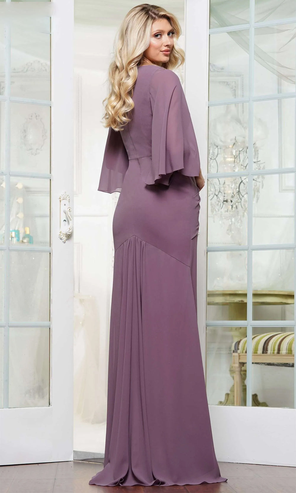 Rina Di Montella RD3125 - Flared Sleeve Chiffon Evening Dress Special Occasion Dress