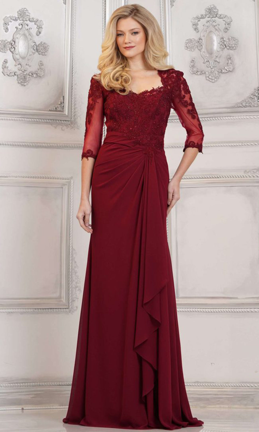 Rina di Montella RD3132-1 - Embroidered Cascade Sweetheart Formal Gown Mother of the Bride Dresses