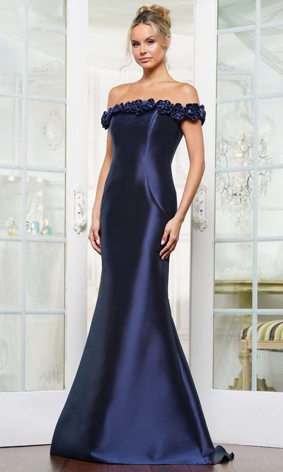 Rina di Montella RD3205-1 - Straight Across Mermaid Gown with Rosette Mother of the Bride Dresses