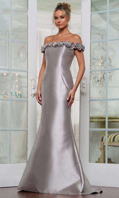 Rina di Montella RD3205-1 - Straight Across Mermaid Gown with Rosette Mother of the Bride Dresses