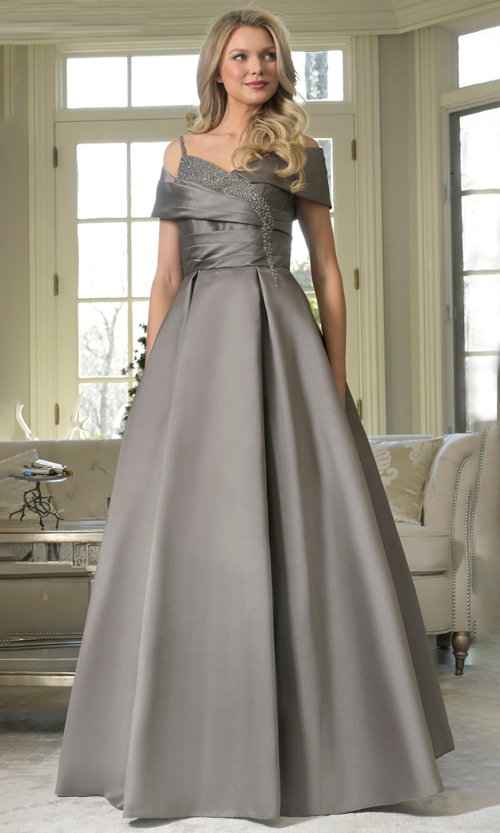 Rina di Montella RD3221-1 - Beaded Trim A-Line Evening Dress Mother of the Bride Dresses