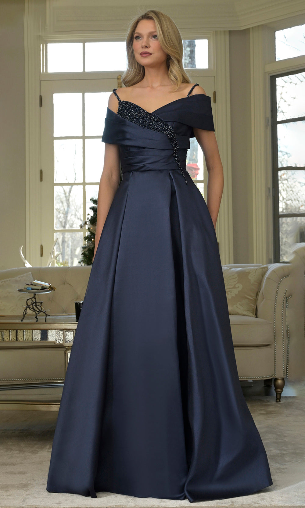 Rina di Montella RD3221-1 - Beaded Trim A-Line Evening Dress Mother of the Bride Dresses